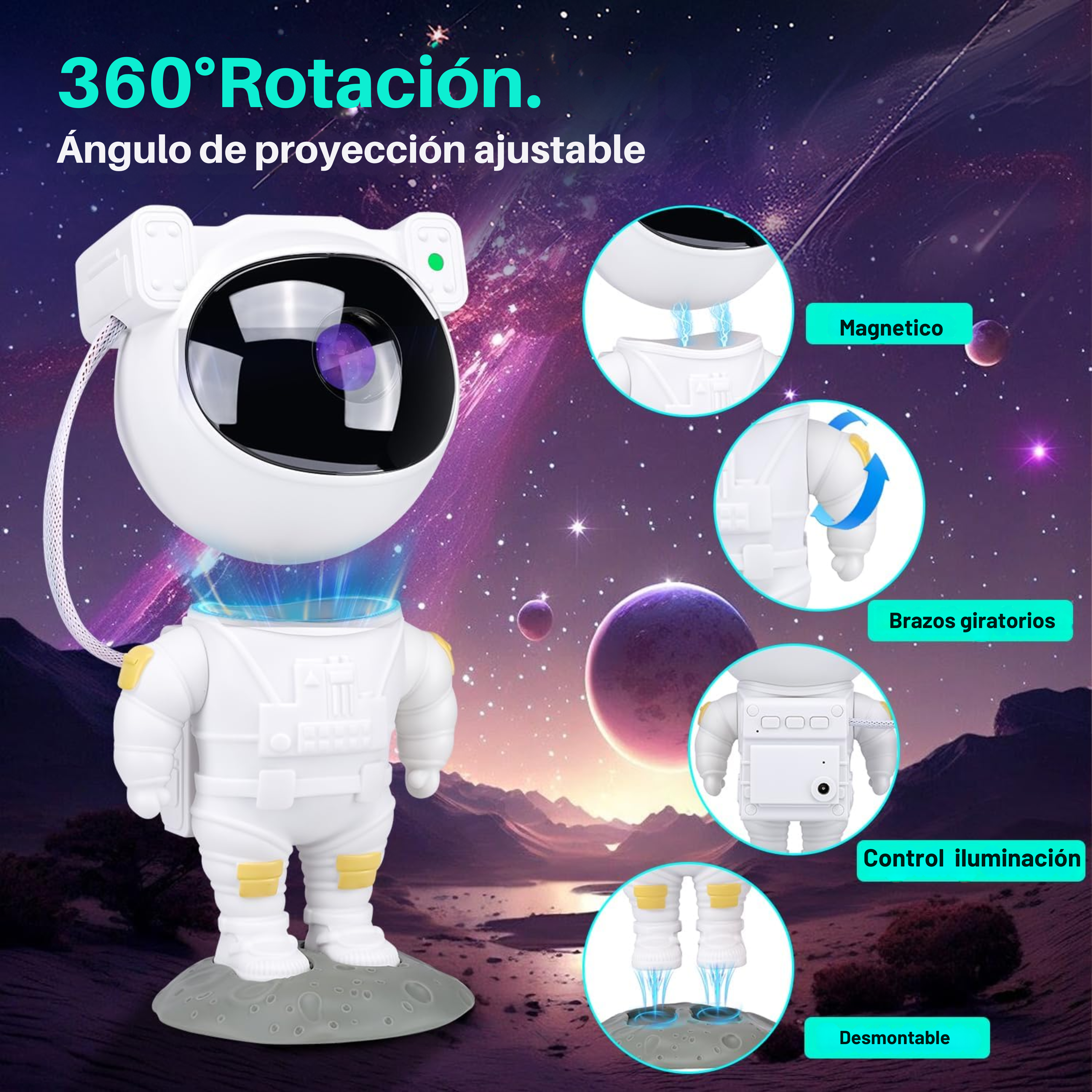 Proyector De Astronauta Luz Galaxia Relajante